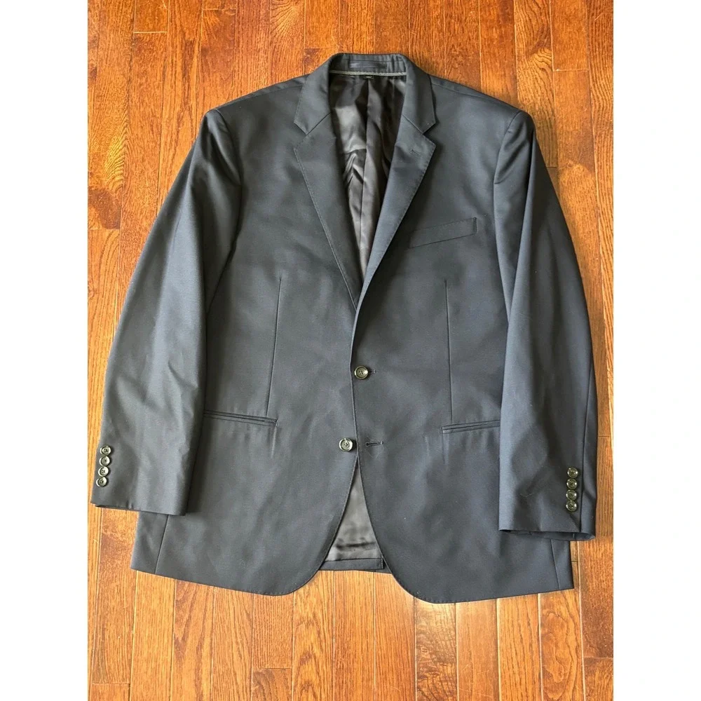 J.Crew Crosby Suit Loro Piana Super 120s Wool Navy Blue 44R 36x30 Mens